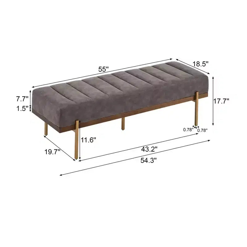 Pouffe matelassé moderne en similicuir 55 W avec base dorée