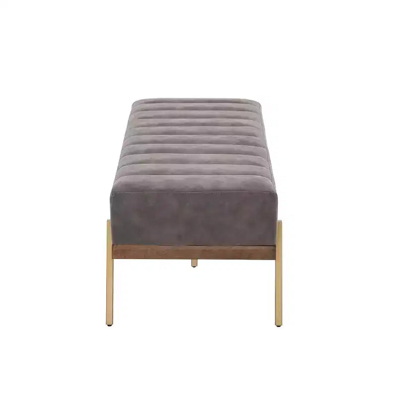 Pouffe matelassé moderne en similicuir 55 W avec base dorée