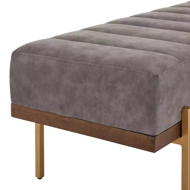Pouffe matelassé moderne en similicuir 55 W avec base dorée