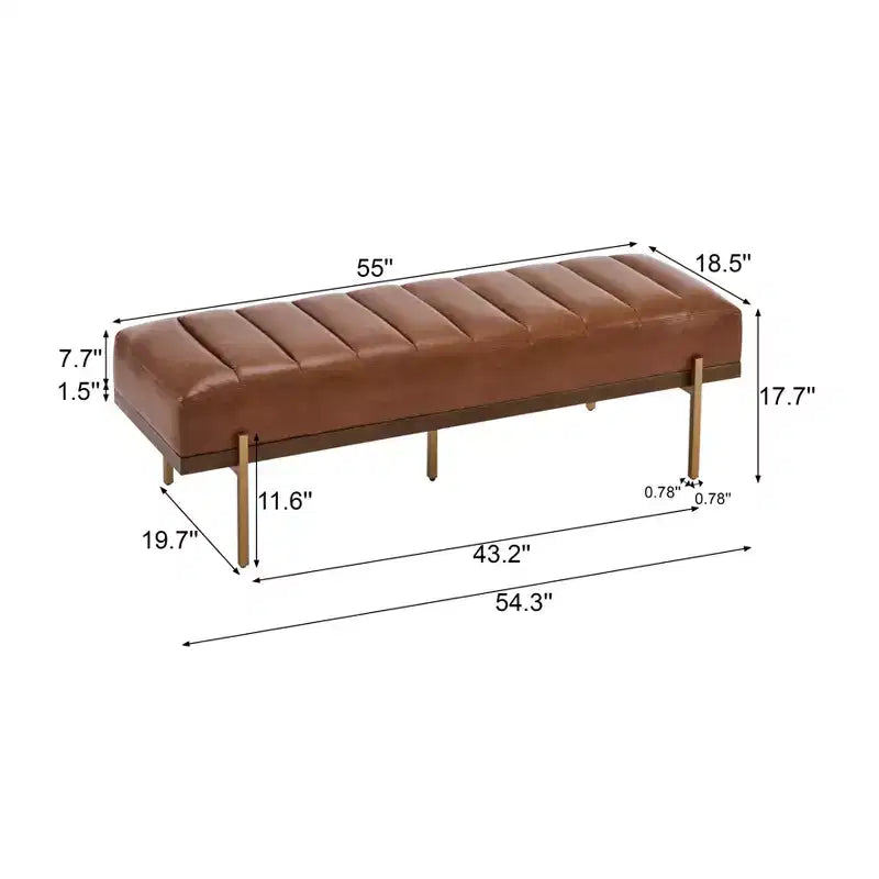 Pouffe matelassé moderne en similicuir 55 W avec base dorée