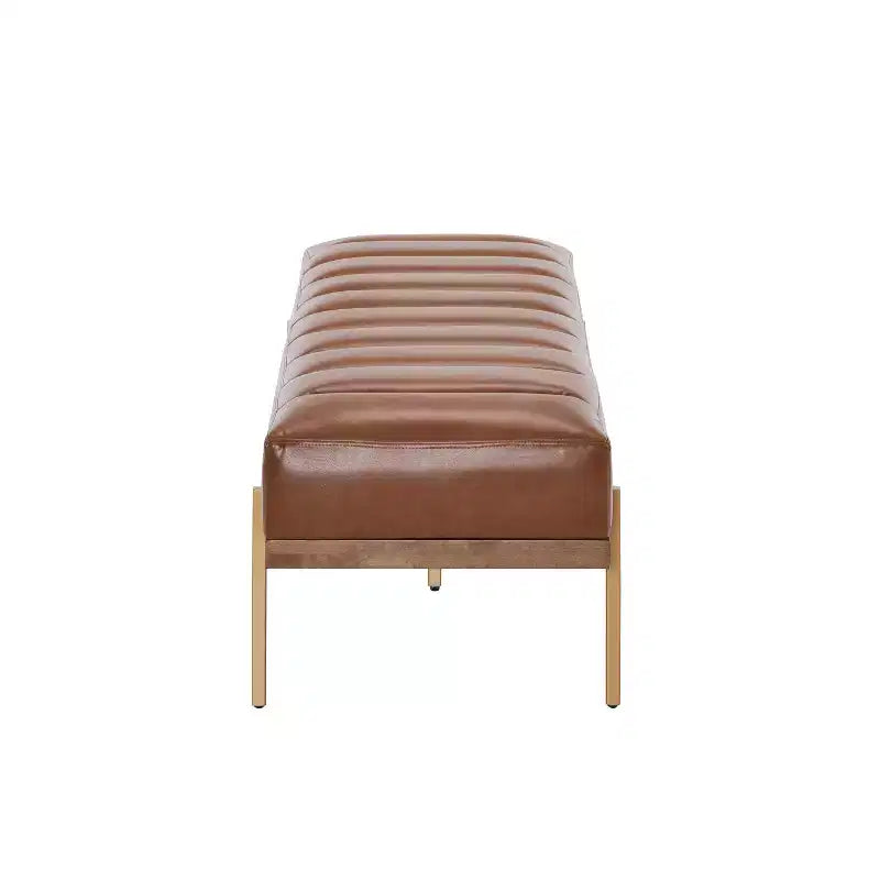 Pouffe matelassé moderne en similicuir 55 W avec base dorée