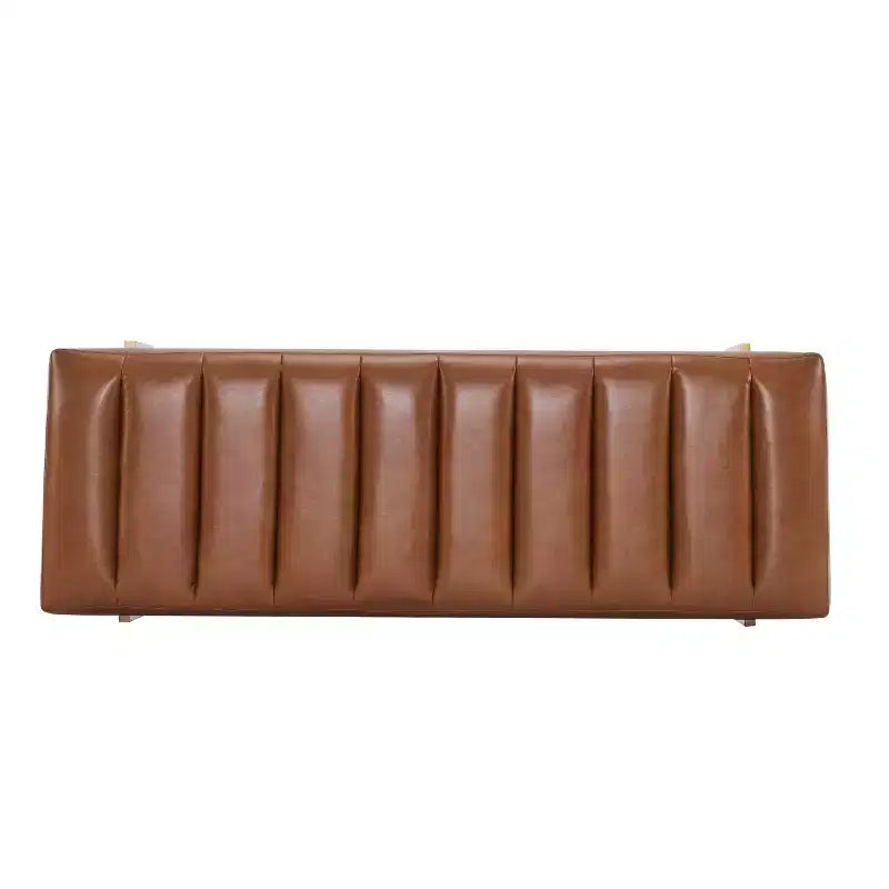 Pouffe matelassé moderne en similicuir 55 W avec base dorée