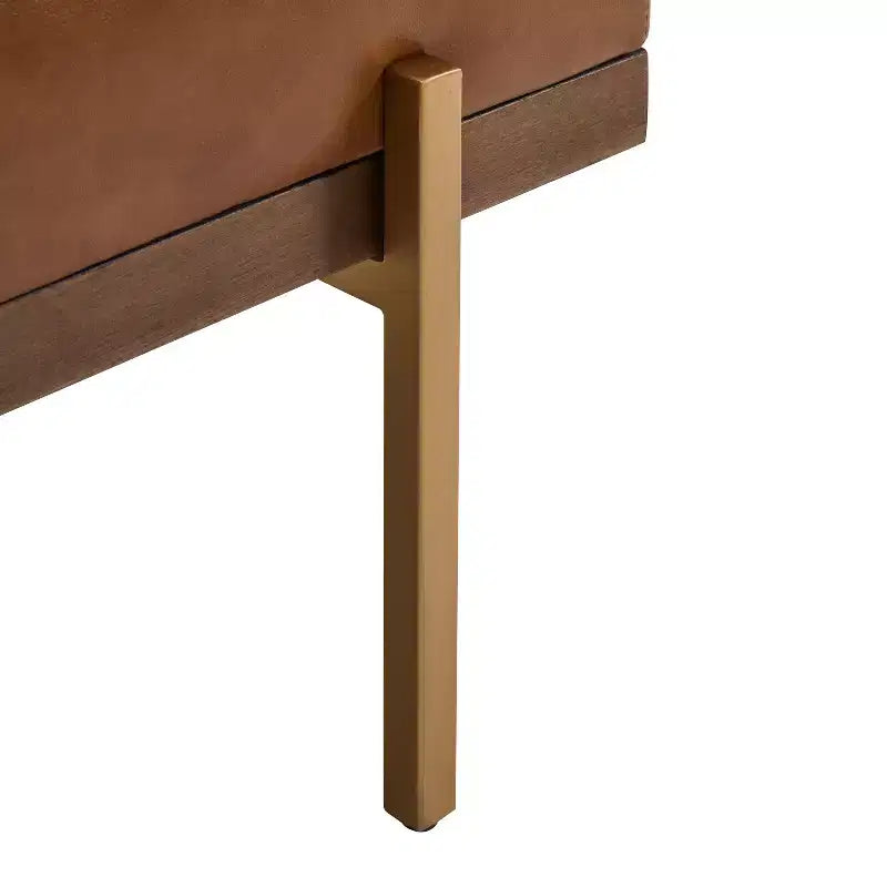Pouffe matelassé moderne en similicuir 55 W avec base dorée