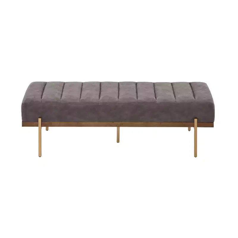 Pouffe matelassé moderne en similicuir 55 W avec base dorée