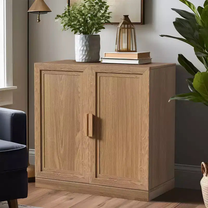 PexFix 31x31x16 Wood Accent Cabinet with Adjustable Shelf Storage Cabinet Natural