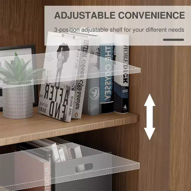 Meuble d'appoint en bois avec étagère réglable Meuble de rangement Naturel