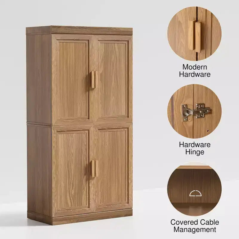 Meuble d'appoint en bois avec étagère réglable Meuble de rangement Naturel
