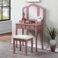 Sanlo Wood Dressing Make Up Dressing Table and Chair Set, Rose Gold