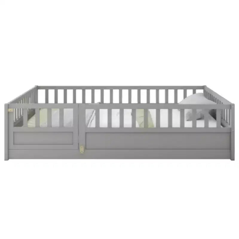 Lit simple à profil bas avec barrière intégrée ultra-sécurisée