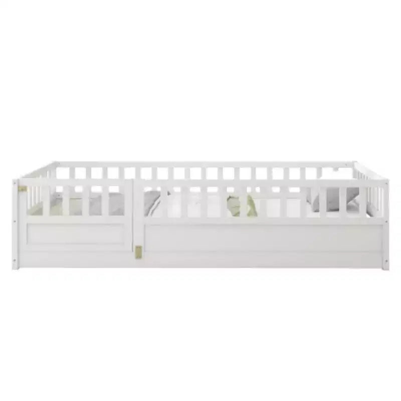 Lit simple à profil bas avec barrière intégrée ultra-sécurisée