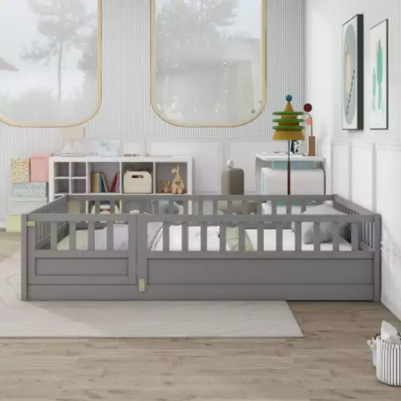 Lit simple à profil bas avec barrière intégrée ultra-sécurisée
