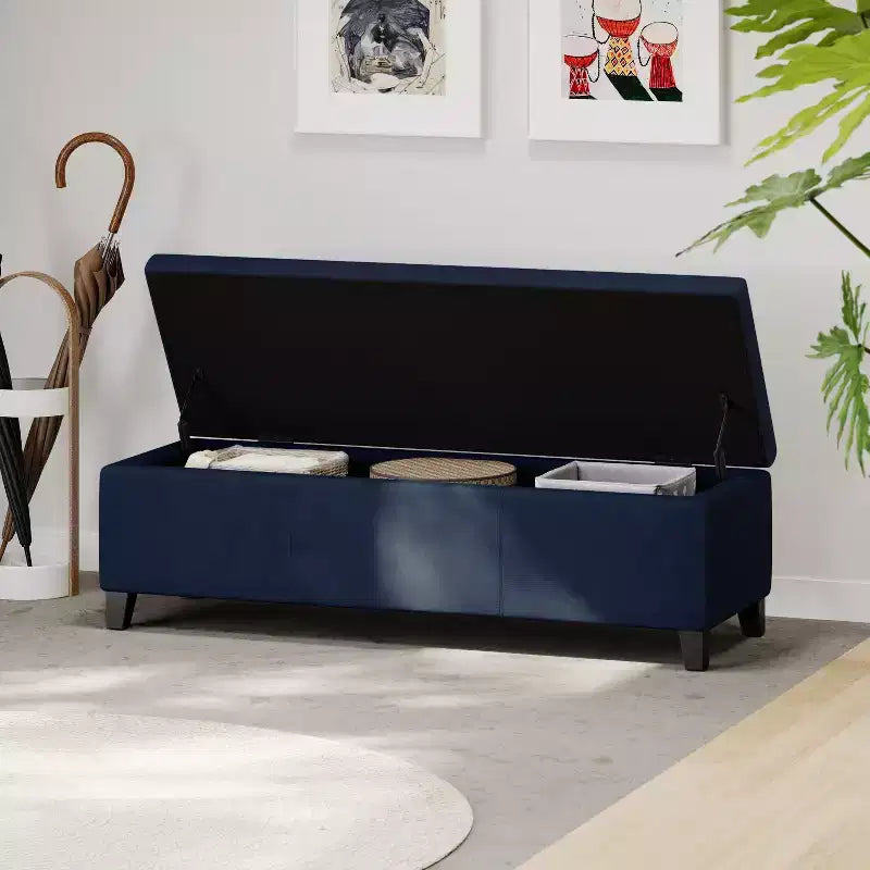 Pouffe de rangement rembourré en velours