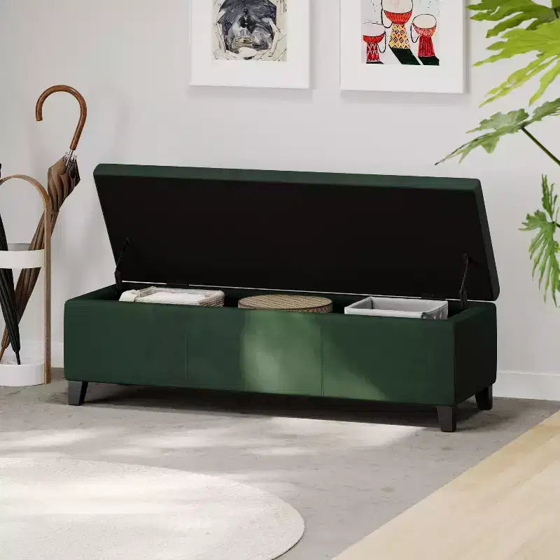 Pouffe de rangement rembourré en velours