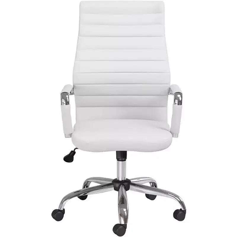 Chaise de bureau réglable en similicuir blanc