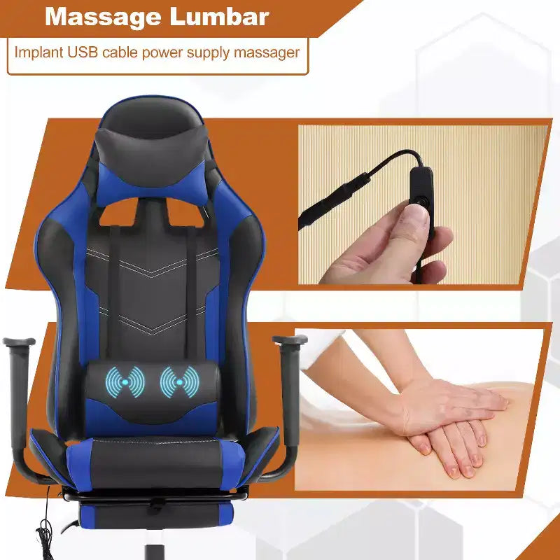 Chaise de bureau de jeu de course massante avec massage