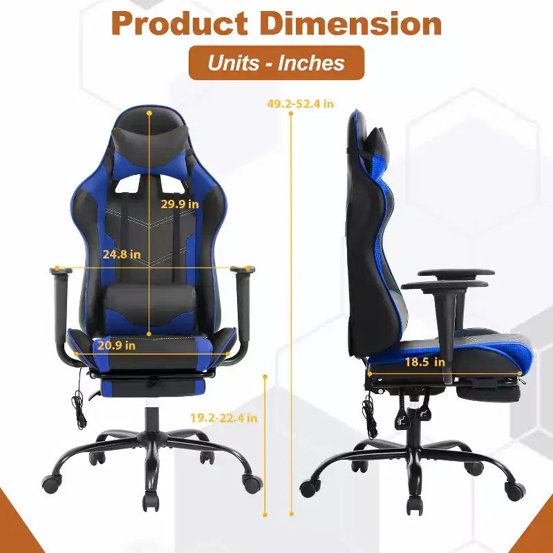 Chaise de bureau de jeu de course massante avec massage