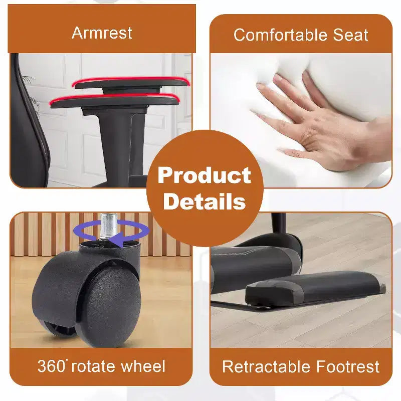 Chaise de bureau de jeu de course massante avec massage