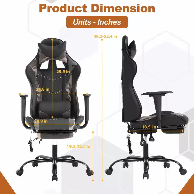 Chaise de bureau de jeu de course massante avec massage
