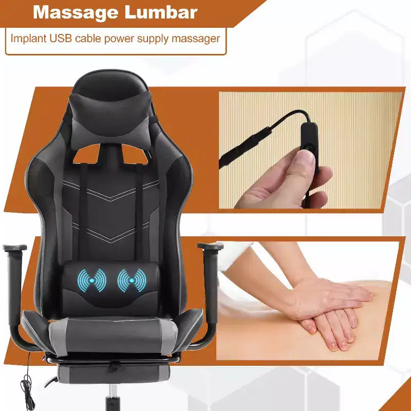 Chaise de bureau de jeu de course massante avec massage