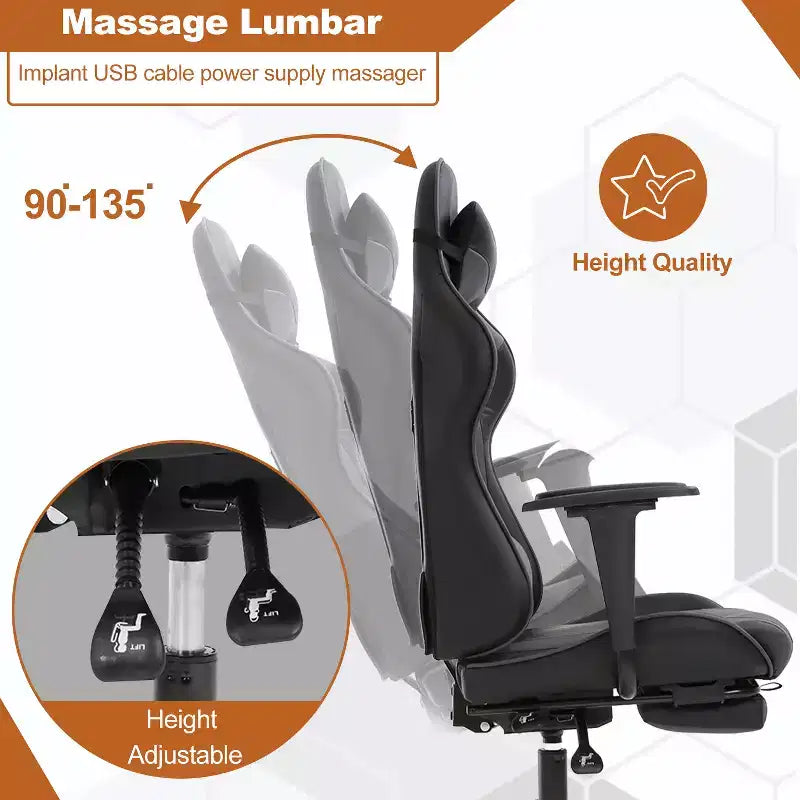 Chaise de bureau de jeu de course massante avec massage