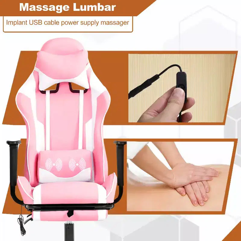 Chaise de bureau de jeu de course massante avec massage