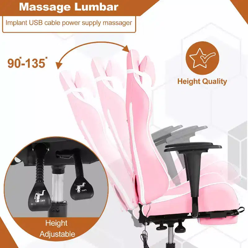 Chaise de bureau de jeu de course massante avec massage