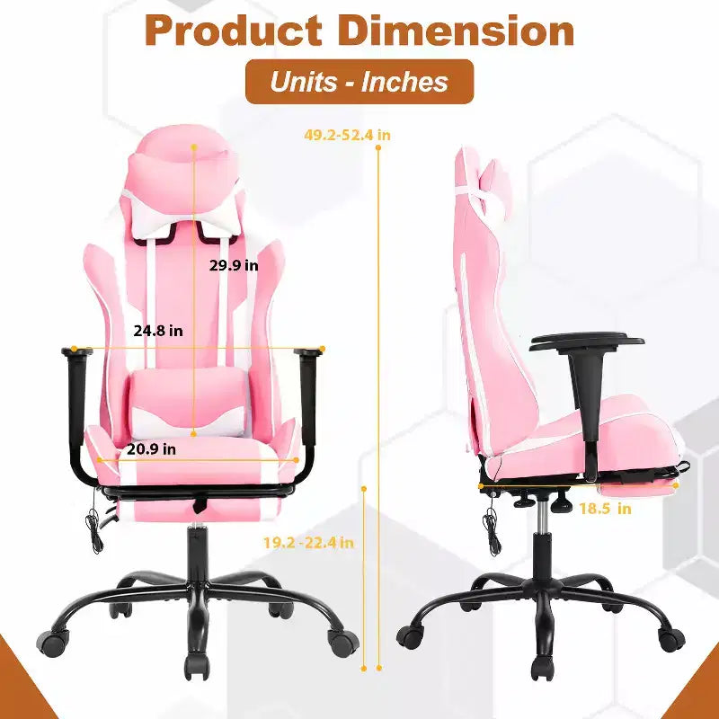 Chaise de bureau de jeu de course massante avec massage