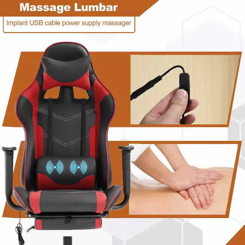 Chaise de bureau de jeu de course massante avec massage