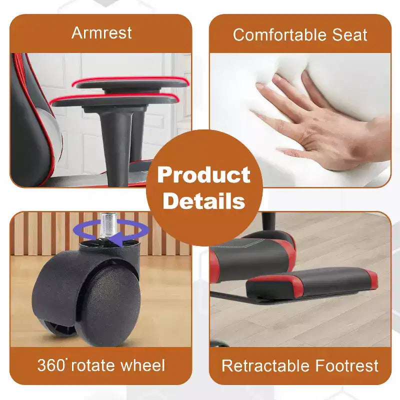 Chaise de bureau de jeu de course massante avec massage