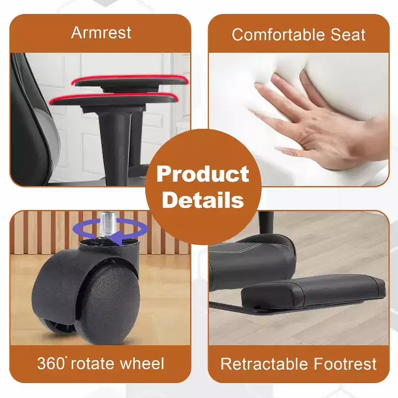 Chaise de bureau de jeu de course massante avec massage