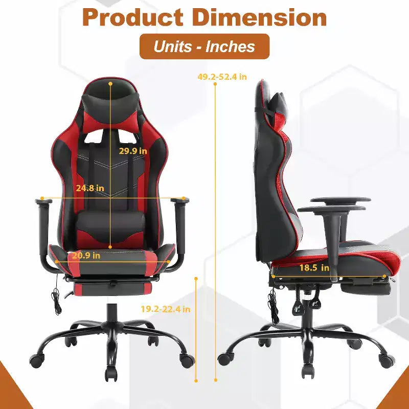 Chaise de bureau de jeu de course massante avec massage