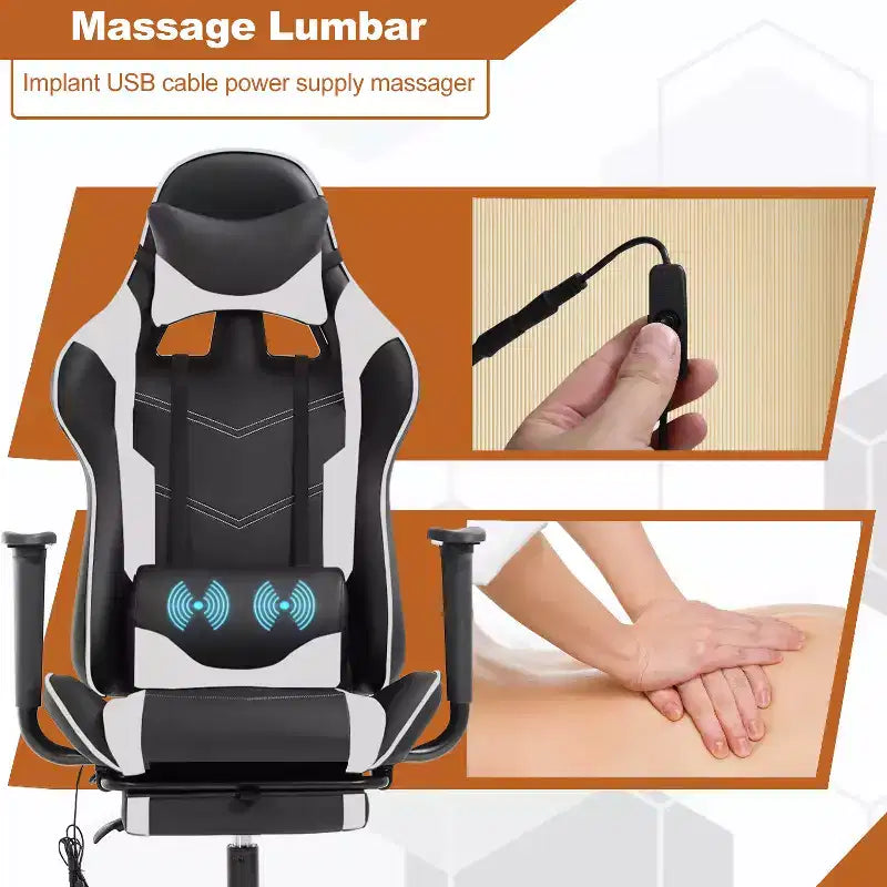 Chaise de bureau de jeu de course massante avec massage