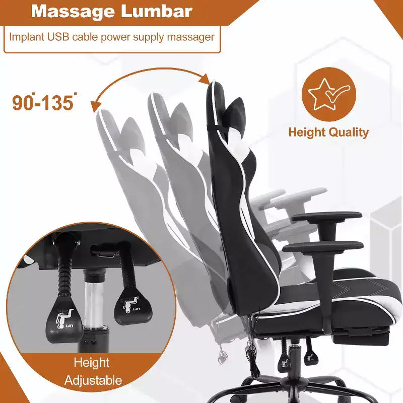 Chaise de bureau de jeu de course massante avec massage