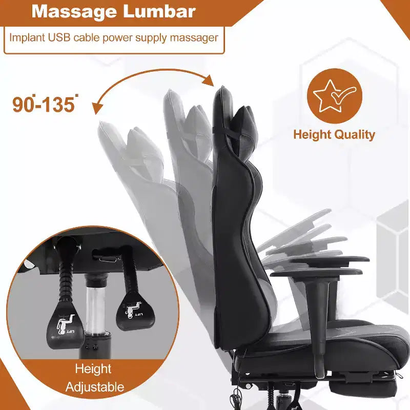 Chaise de bureau de jeu de course massante avec massage