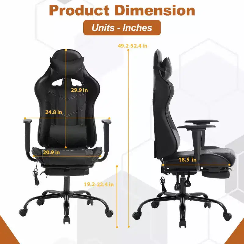 Chaise de bureau de jeu de course massante avec massage