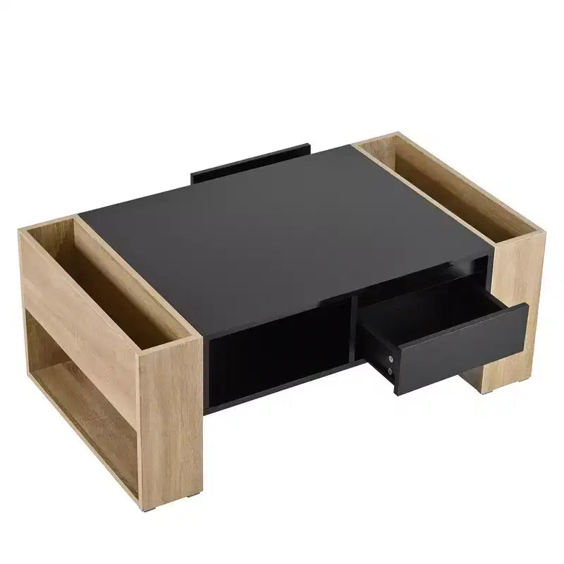 Table basse brillante avec 2 tiroirs