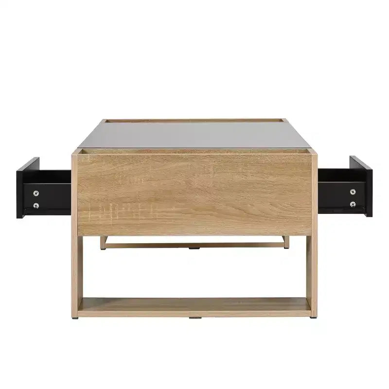 Table basse brillante avec 2 tiroirs