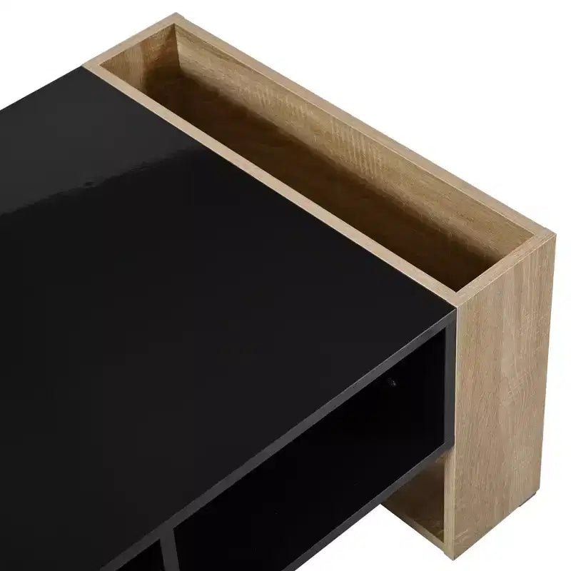 Table basse brillante avec 2 tiroirs
