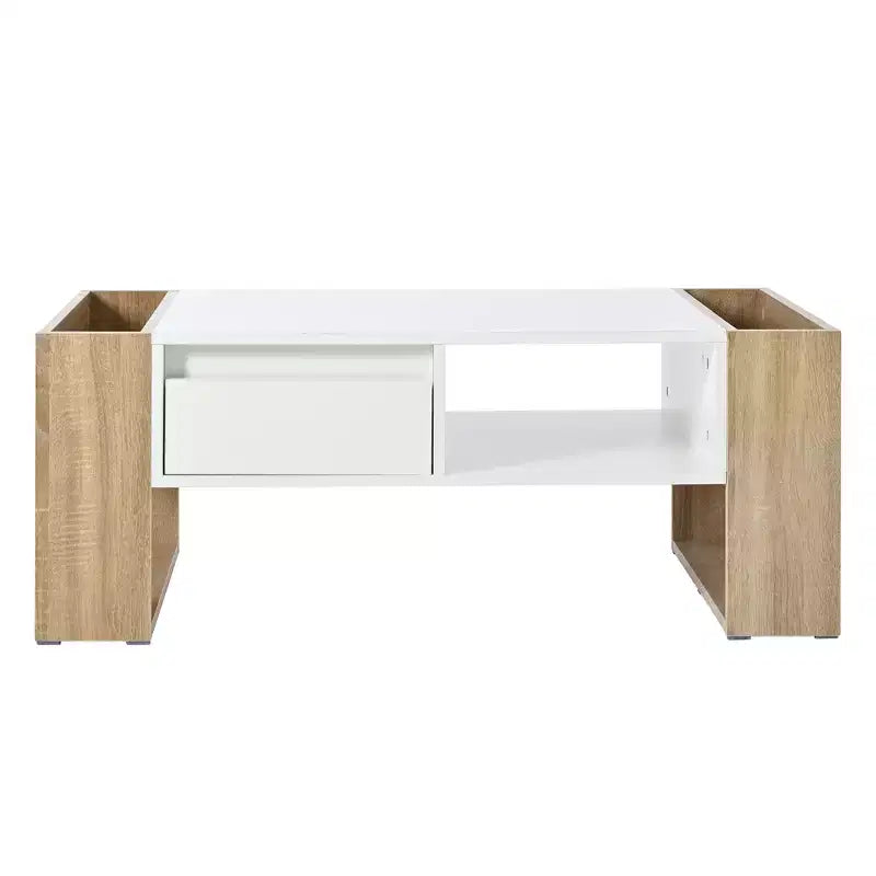 Table basse brillante avec 2 tiroirs