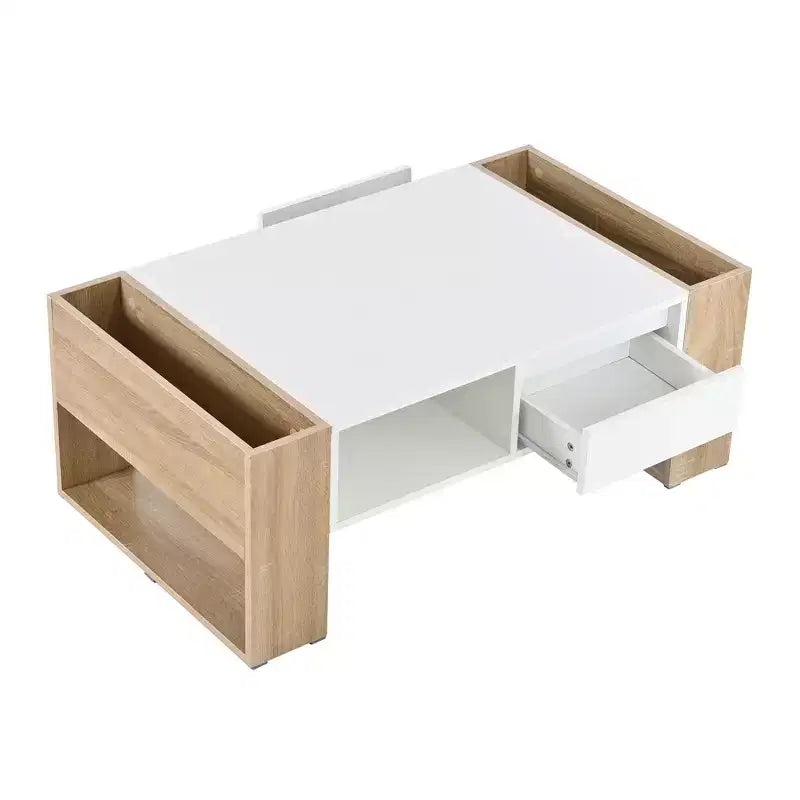 Table basse brillante avec 2 tiroirs