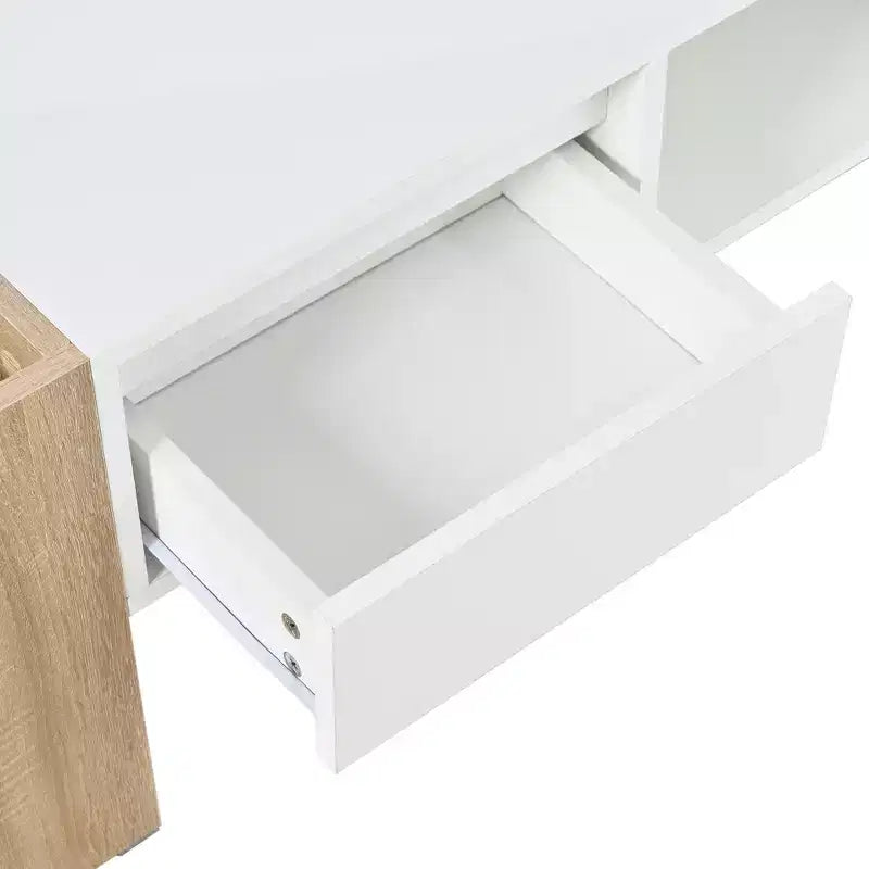 Table basse brillante avec 2 tiroirs