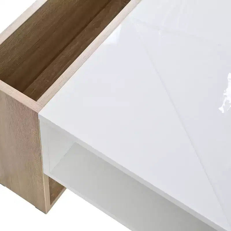 Table basse brillante avec 2 tiroirs