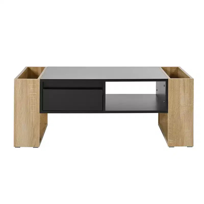 Table basse brillante avec 2 tiroirs