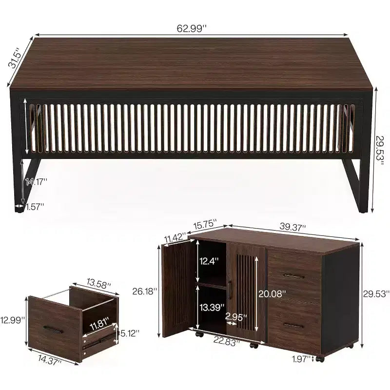 Bureau de direction en L, grand bureau informatique moderne avec mobile