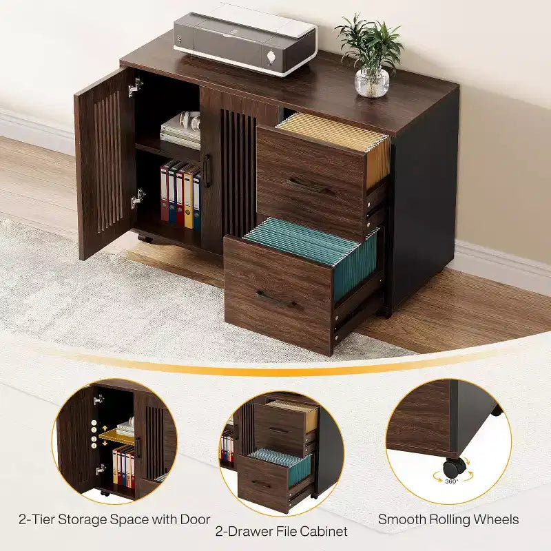Bureau de direction en L, grand bureau informatique moderne avec mobile