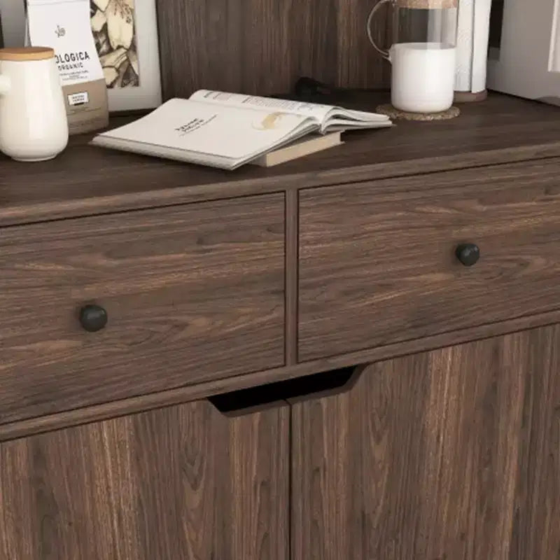 Meuble de rangement de cuisine, grande armoire de rangement avec portes en verre cannelé