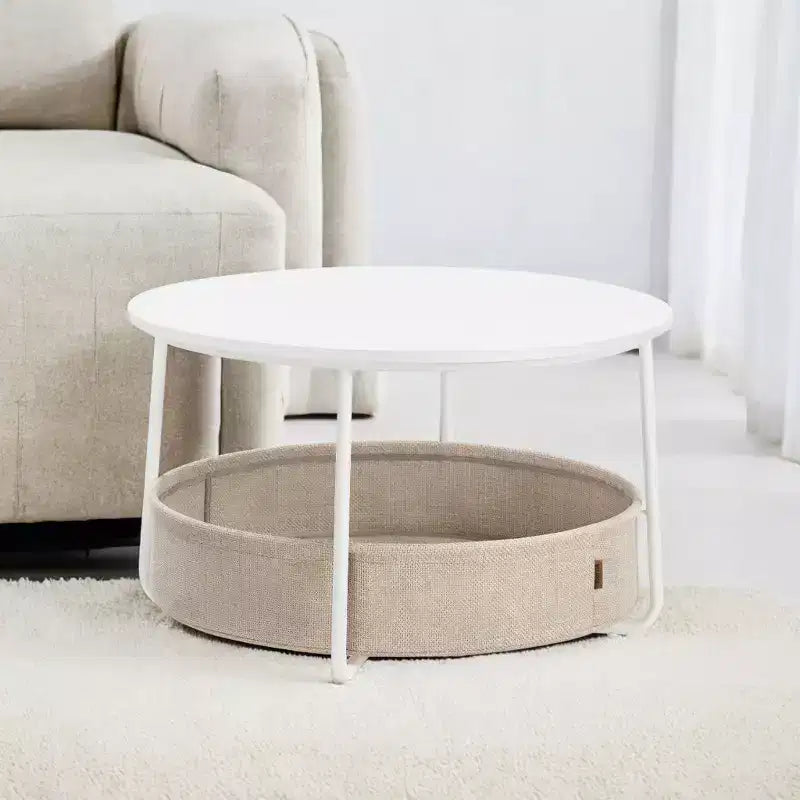 Table basse ronde avec cadre en métal, table basse de style moderne