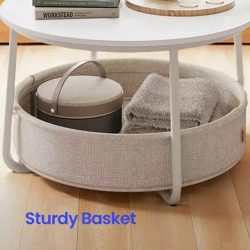 Table basse ronde avec cadre en métal, table basse de style moderne