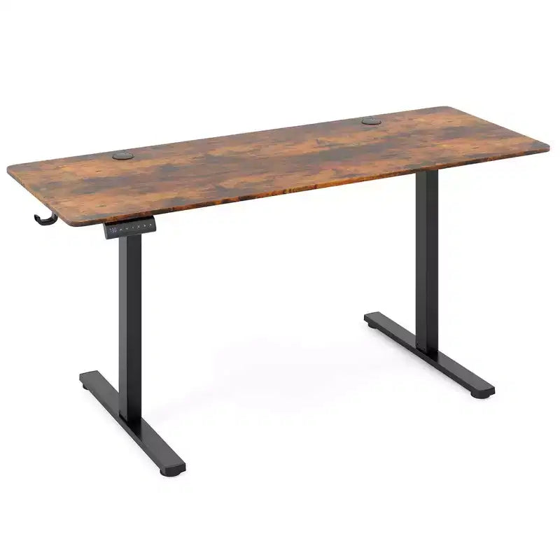 Bureau assis-debout réglable en hauteur électrique naturel/marron/blanc