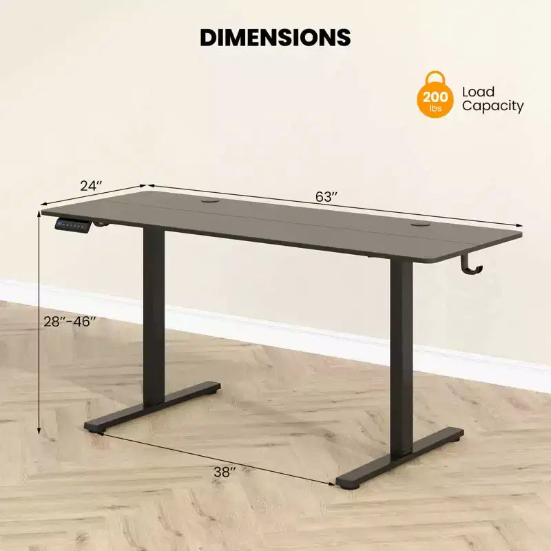 Bureau assis-debout réglable en hauteur électrique naturel/marron/blanc